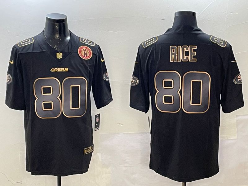 Men San Francisco 49ers #80 Rice Black Gold 2025 Nike Limited NFL Jersey style 6